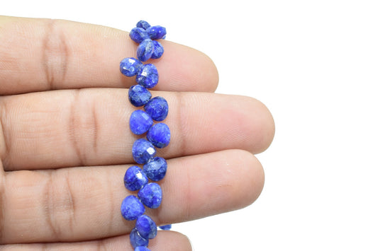 Blue Sapphire Heart shape 6mm Briolettes,Jewelry making supplies,craft supplies,Super Rare Blue Sapphire Faceted Heart Shape beads Briolette