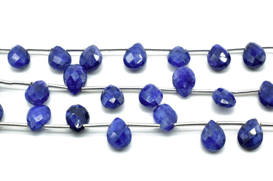 Blue Sapphire 6x8mm TearDrop Briolettes,Sapphire drops,Jewelry making beads,Supplies beads,Sapphire Pear shape Briolettes,Briolettes strand