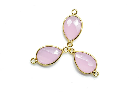 Rose Quartz 10x14mm Pear shape double bail connnectors,Checker Board cut Rose Quartz Pendant,Rose Quartz charms,Rose Quartz Pear Briolettes