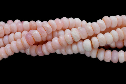 Pink Opal Faceted Rondelle Shape Beads,6 inch Strand Beads,Beautiful Pink Opal Faceted Beads, Opal Roundelle Beads For Jewelry Making Craft