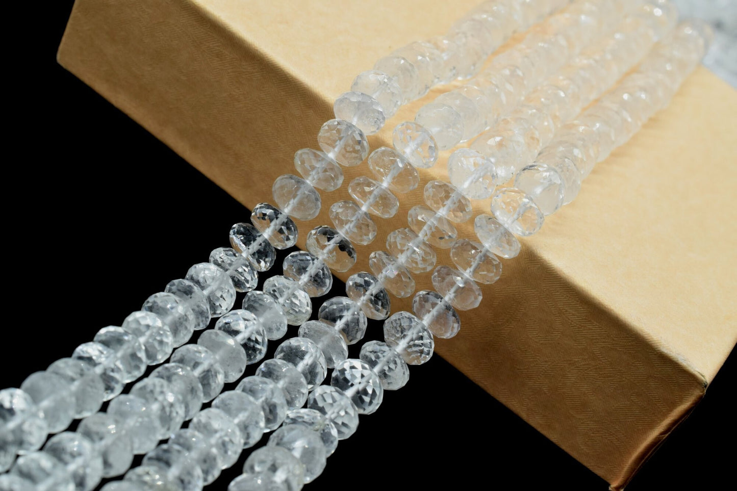 6.5mm 7mm AAA 100% Natural Faceted Rondelle crystal Gemstone Beads Top Quality Natural crystal Beads 6 Inches Strand, Crystal,large beads,