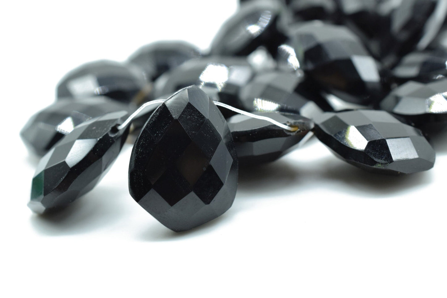 Black onyx 12x16mm Faceted Pear Shape Beads,Tie Shape Briolettes,Pear Shape Briolettes,Semiprecious Briolettes,jewelry making supplies