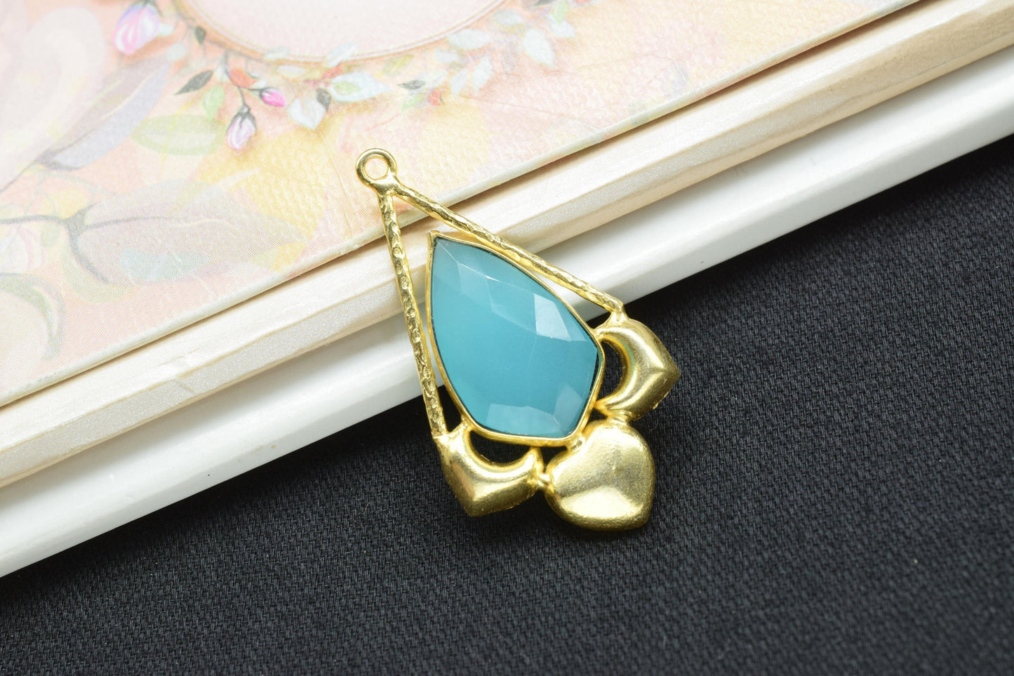 Aqua Chalcedony Faceted Pendant/Necklace Pendant/Single Bail Charm/Jewelry/Gemstone Component/Necklace Pendant/Summer Collection/B'day Gift