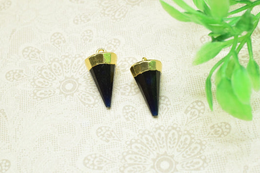 Black Onyx Spike Point Pendant,Handmade Triangle Faceted Pointed Charms,Black Onyx Jewelry Making Supply,Gemstone Single Bail Connector,gift