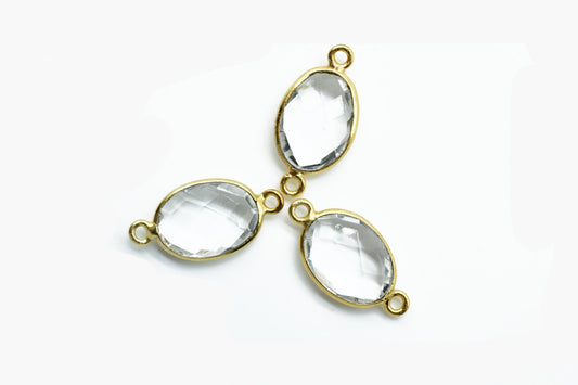 Crystal 10x14mm oval Shape Double bail Connectors,Crystal Teardrop pendant,Crystal Gold Plated bezel,Crystal jewelry making charms crafts,