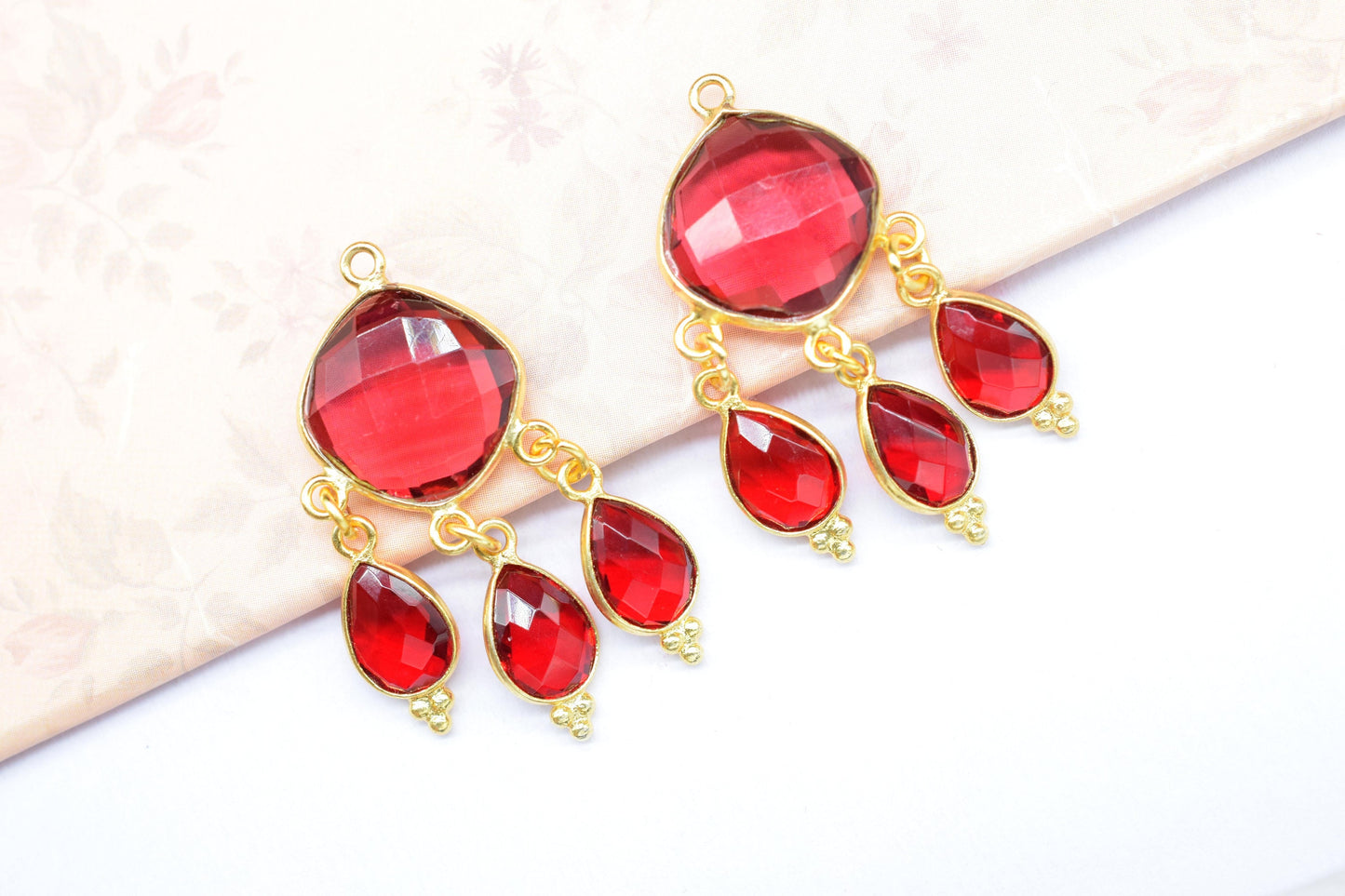 Pink Tourmaline Bezel Charms Connector/Dangle/Connector Bezel Jewelry/Station Bezel Link Pendant/Handmade Jewellery/Connector/B'day Gift