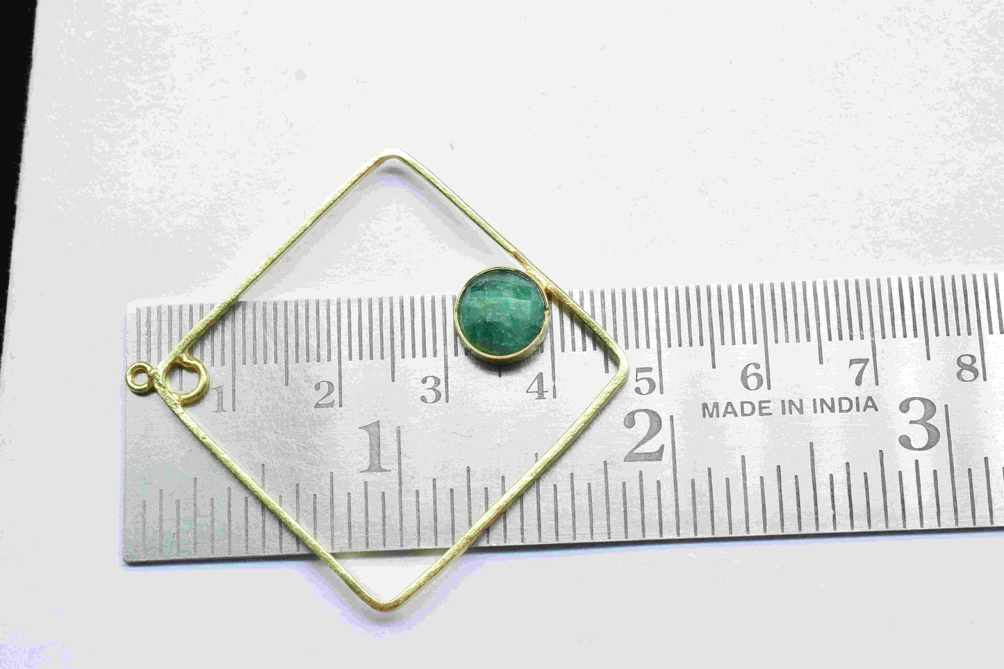 Emerald Gemstone Dangle Component,Emerald 32mm Square Shape Component,Gemstone Earring,Finding Necklace,Component Jewelry,Earring Connectors