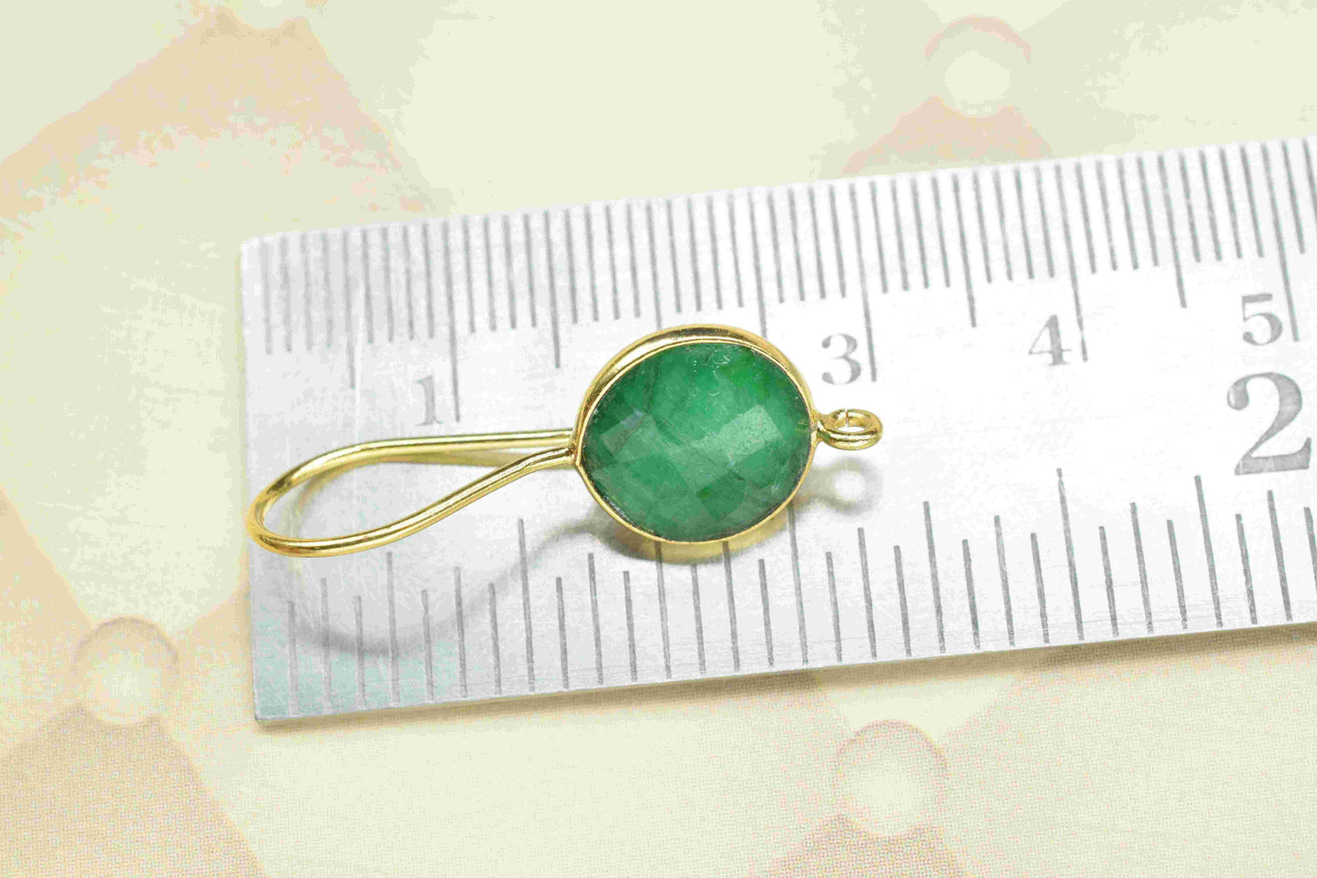 Emerald 10mm Round Earring Connector,Gold Plated Earring Connector,Gemstone Link Connector,Emerald connectors stud,Round Stud,Jewelry Making