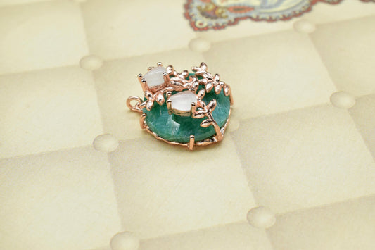 Emerald Pendant Charm,Multi Stone Pendant,Prong Set Pendant,Rainbow Pendant Jewelry,Handmade Craft,Leaf Designer Pendant,Circle Pendant,Gift