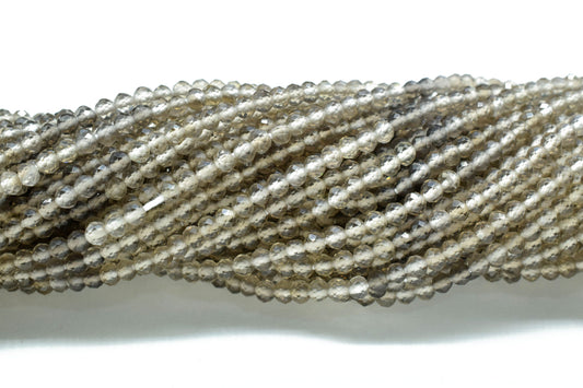 Smoky Faceted Rondelle Beads,3mm Rondelle Beads,Shaded Smoky Beads,13"Strand,Micro faceted beads,Gemstone Beads Jewelry Making supply,Gift