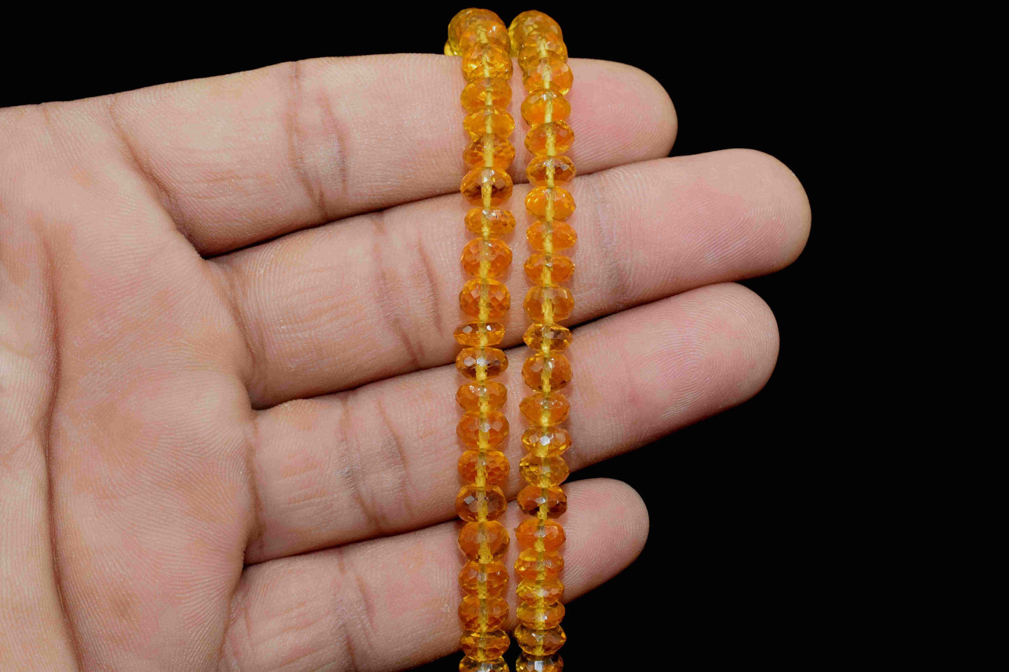 Natural Citrine Quartz Faceted Rondelle Beads, AAA Quality Citrine Faceted Rondelle Beads, 6" Citrine Quartz Strands, Quartz Wholesale Beads