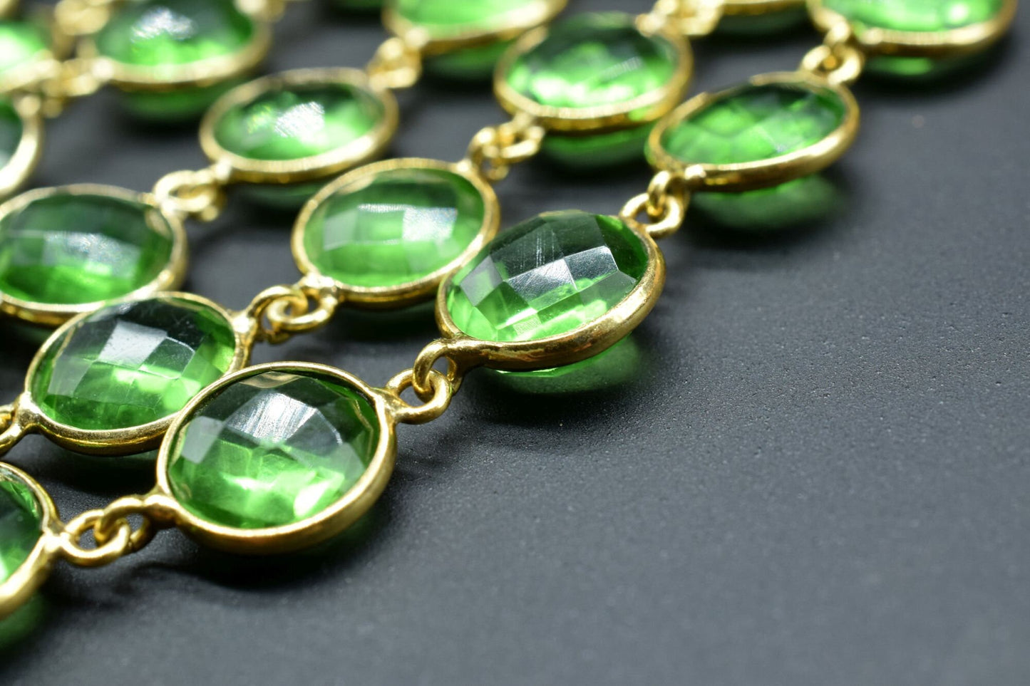 Natural Peridot Round Connector link Chain,Faceted Bezel Connector Link Chain,Continuous Connector Chain by foot,Gold Plated Gemstone Chain,