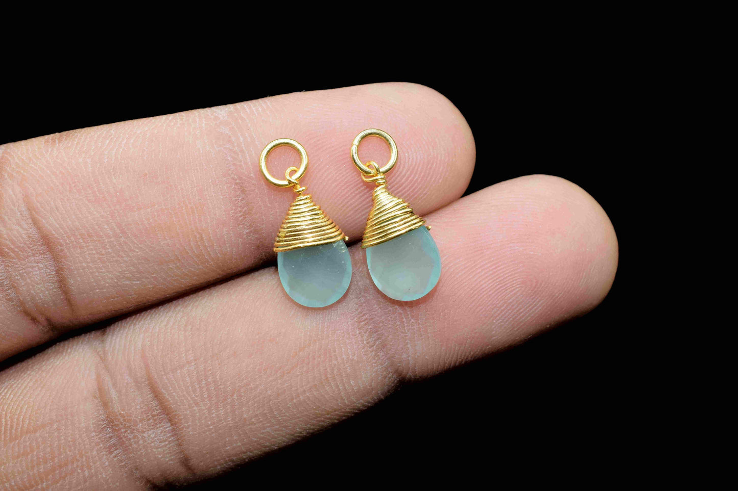 Aqua Chalcedony Faceted Connector, 7x10mm Connector,Pendant Jewelry,Gemstone Wire Wrapped Pendant,Wire Wrapped Necklace,Aqua Quartz Jewelry