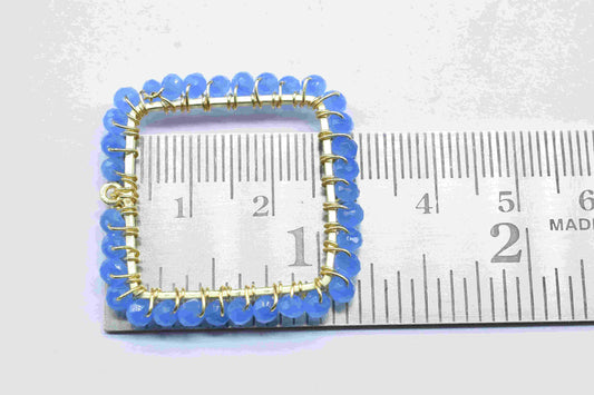 Blue Quartz Wire Wrapped Dangle Connector, Gemstone Component, Handmade Earring, Finding Necklace Component Jewelry,Beaded Earring Connector