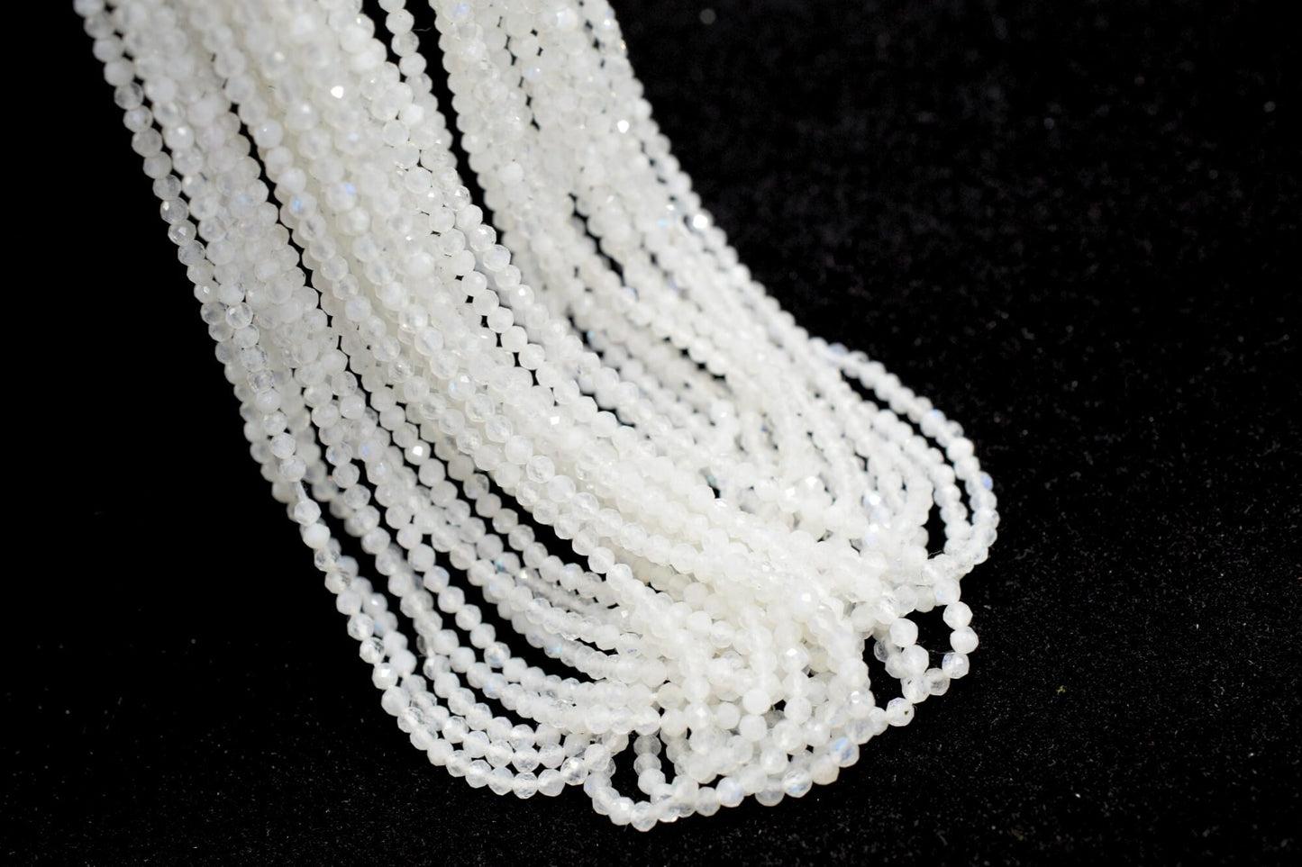 Moonstone Rondelle Faceted Beads,Small Size beads,White Gemstone beads,Tiny Spacer Beads,Rainbow beads,micro faceted beads,Rondelle beads