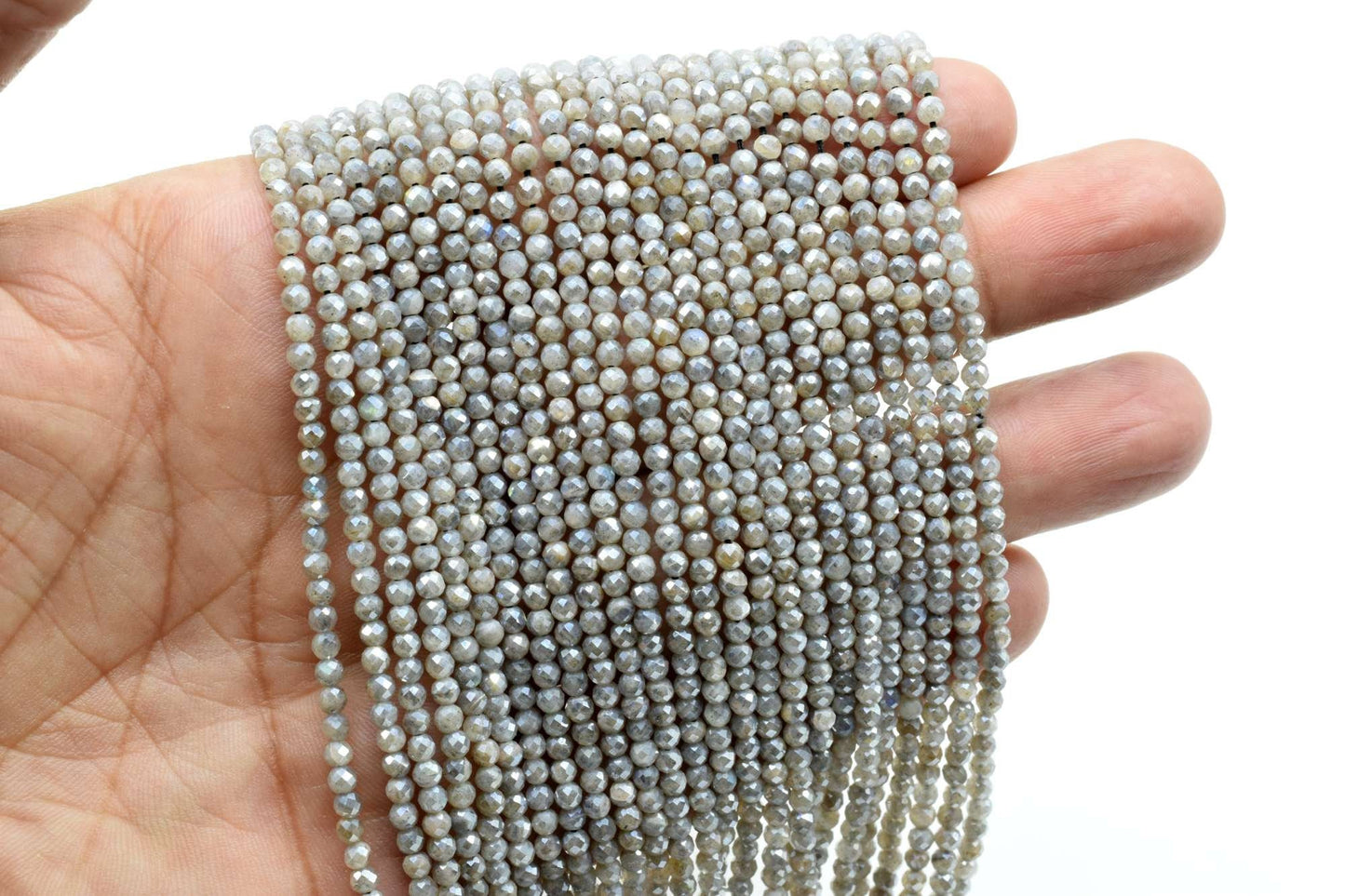 Labradorite Coated Faceted Beads,silver Coated beads,3mm Labradorite beads,Gray Faceted beads,Jewelry Making Craft,Labradorite Gemstone Bead