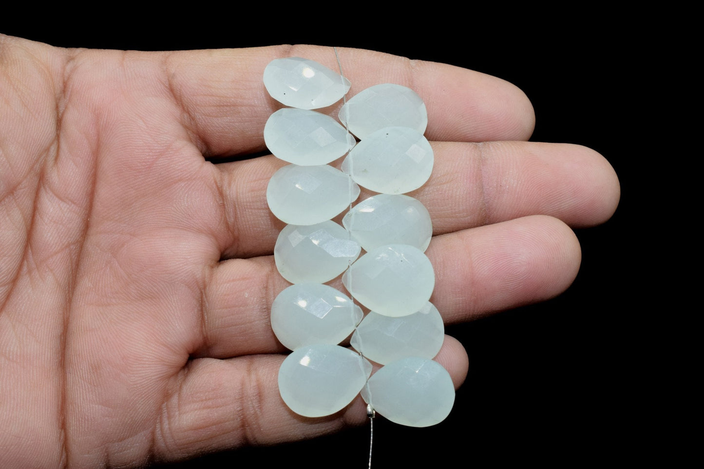 Aqua Chalcedony 10x15mm Faceted Pear Shape Briolettes,Jewelry Making Gemstone,Pear Shape Beads,AAA Quality Briolettes,Aqua Faceted Teardrop