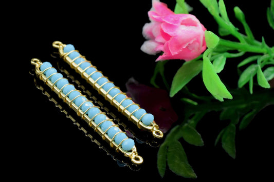 Turquoise beaded Bar Finding Connector,Bar Pendant,Turquoise Necklace,Turquoise Bar Bracelet,Beaded Bar Finding Component,Turquoise jewelry,