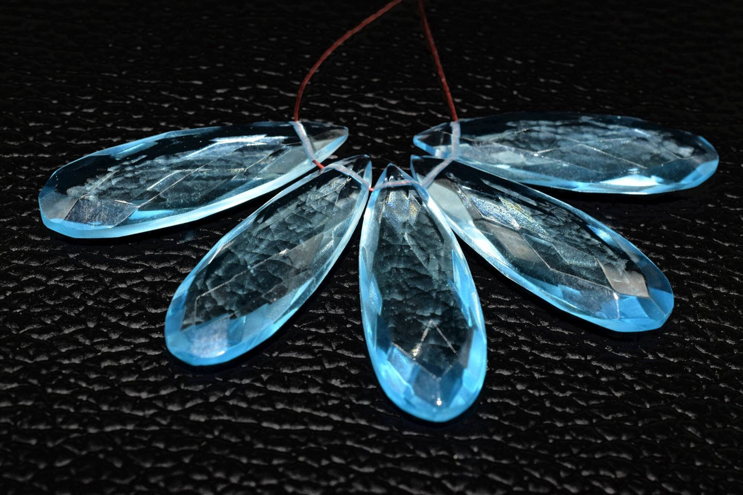 Natural Sky Topaz Long drop Briolettes,Side drilled Briolette,Long Drop Briolettes,Handmade Topaz Briolette,December Birthstone briolette,