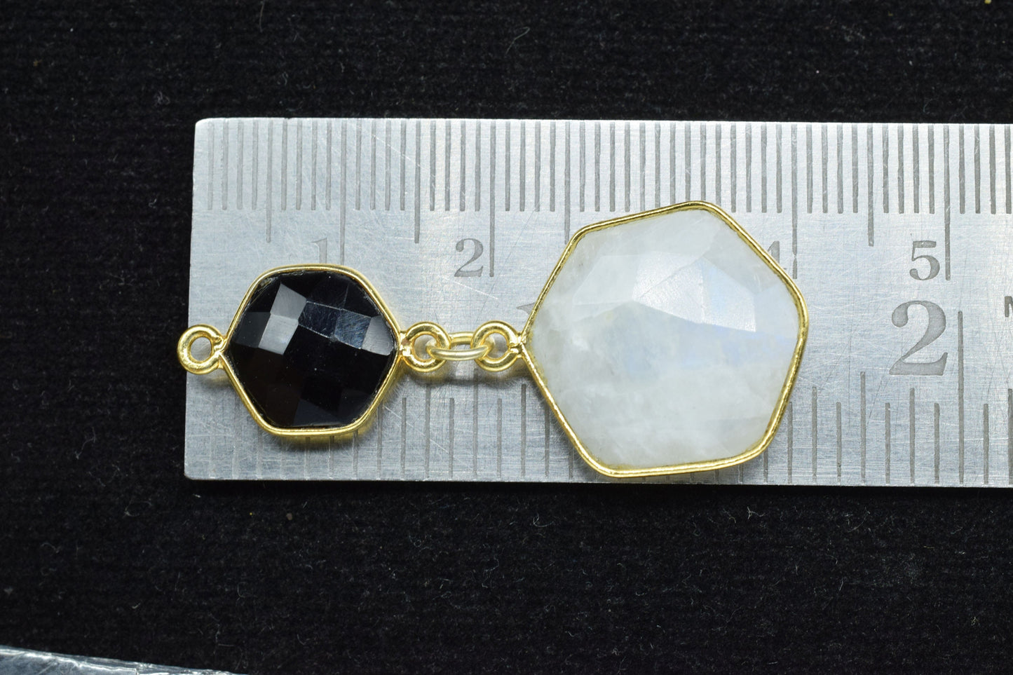 Rainbow Moonstone Dangle Component Charms,Multi Stone Dangle Earring,Necklace Connector,Black Onyx pendant,Gemstone Bezel pendant,Handmade