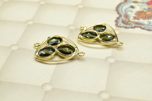 Green Tourmaline Gemstone Component Jewelry,Green Tourmaline Quartz Dangle Earring Components,Green Tourmaline Earring Connector Connector