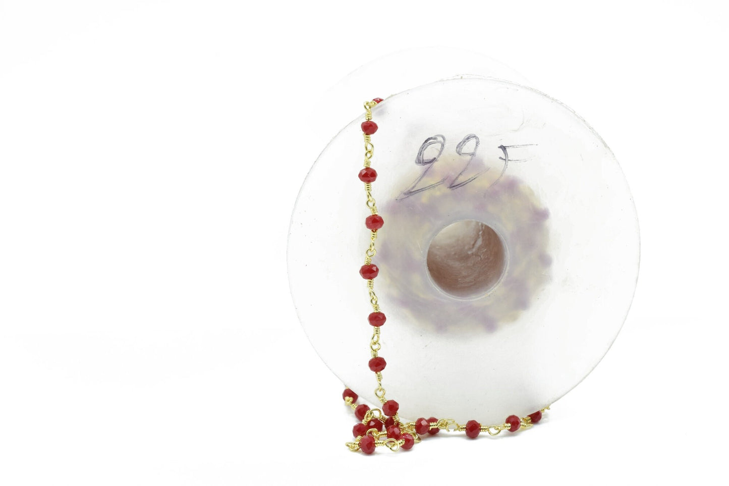 Ruby Chalcedony 3mm Beaded Chain,Ruby Chalcedony Wire Wrapped Chain,Ruby Chalcedony Brass chain,Jewelry Making Chain,Beaded rosary chain,