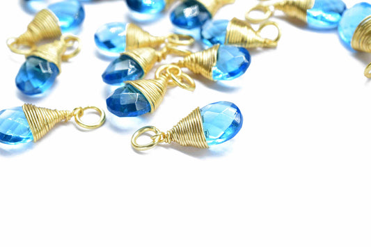 Blue Topaz Teardrop Faceted Connector,Loop Connector,Pendant Jewelry,Gemstone Wire Wrapped Pendant,Wire Wrapped Necklace,Blue Topaz Jewelry,