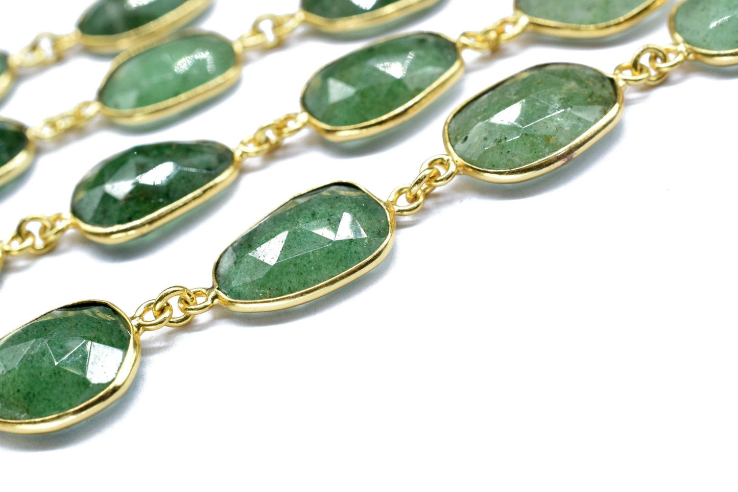 Green Strawberry Faceted Bezel Connectors, Green Quartz Bezel Chain, Free Size Gemstone Connector Jewelry, Green Quartz Bezel Jewelry Making