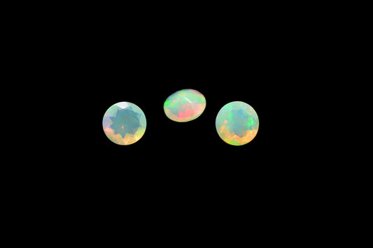 7mm Round Faceted Ethiopian Opal Gemstone,,Multi Fire Opal Cut Stone,Calibrated Opal Gemstone,Rainbow Fire Opal,Natural Ethiopian Opal Beads