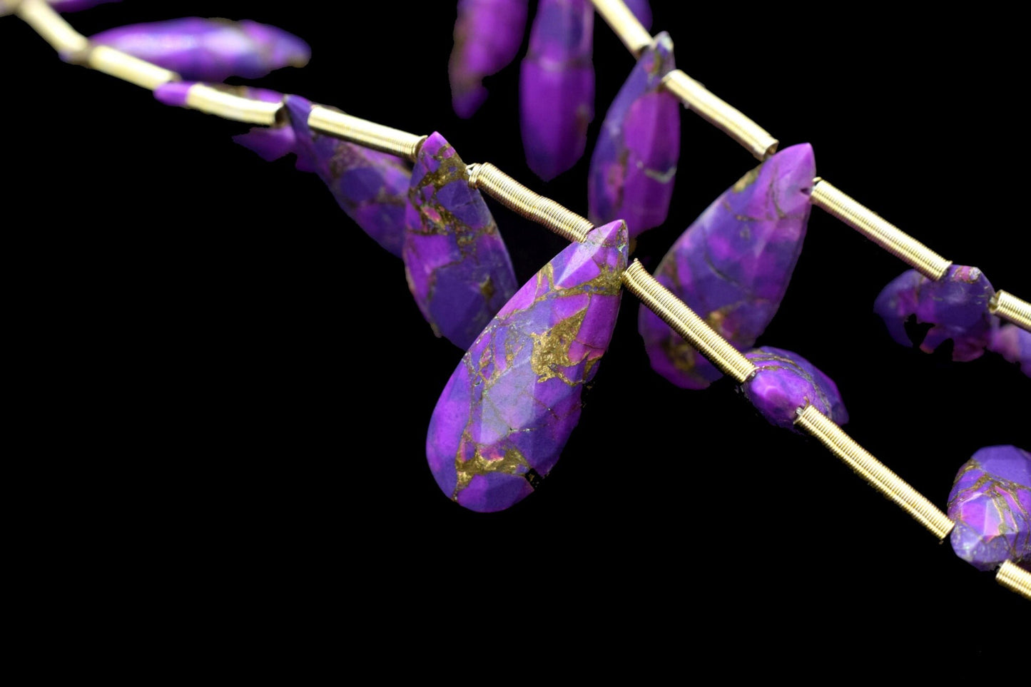 Purple Copper Turquoise Faceted Briolette,Gemstone Teardrop Bead,Purple Turquoise Teardrop,Jewelry Making Supplies,Copper Turquoise jewelry,