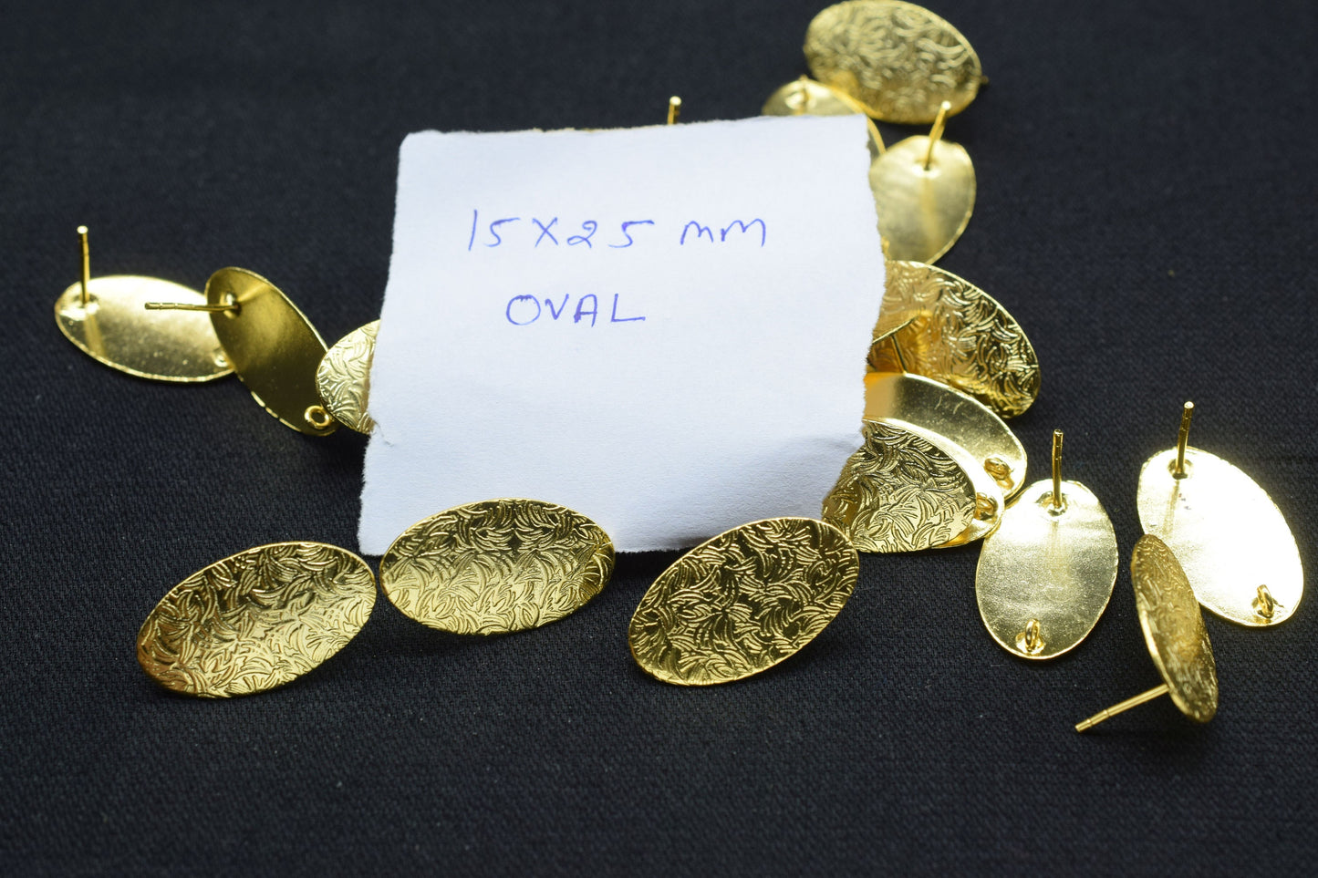 Gold plated brass earring post,Oval shape earring connector,Texture Brass Earring charms,Earring findings jewelry,Brass Jewellery,B'Gift