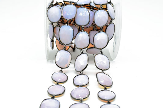 Opalite Faceted Bezel Connector Station Link Chain,Opalite Free form Size Connector Chain,Opalite Bezel Connector Chain,Bracelet Chains