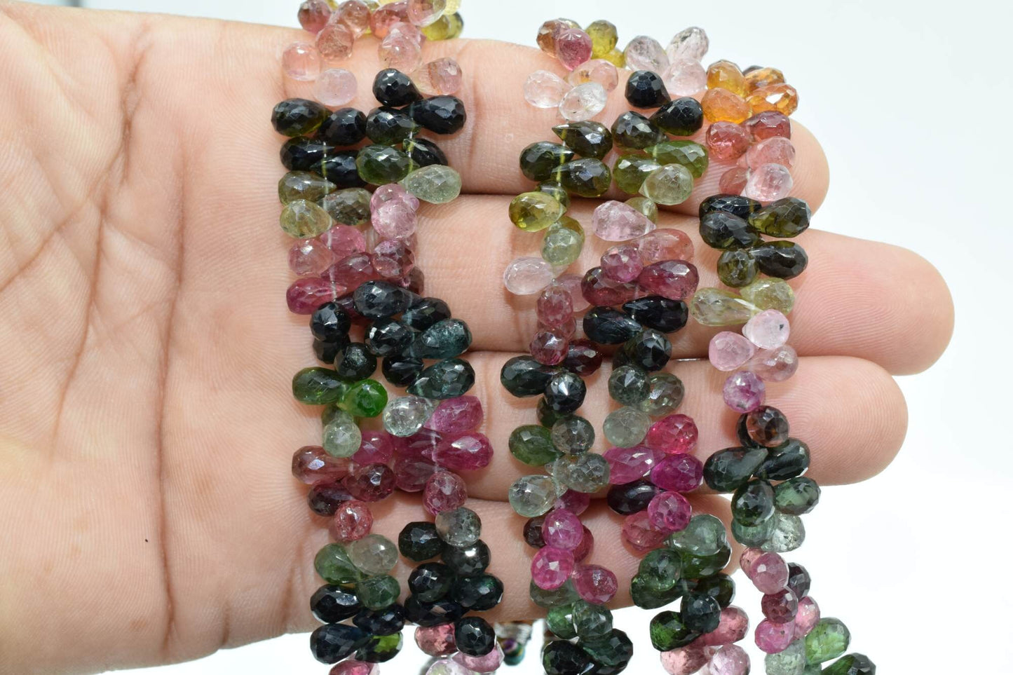 Multi Tourmaline Briolette,Multi Tourmaline teardrop,Watermelon Tourmaline Faceted TearDrop,Tiny Accent Drop Beads,4x6 to 4x8 teardrop bead
