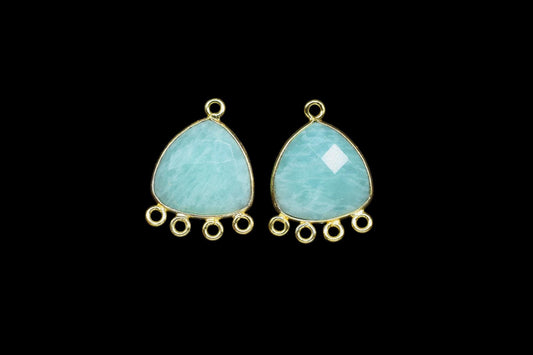 Amazonite 15mm Triangle Bezel Connector/Gold Plated Jewelry/Women Jewelry/Connector Jewelry/Handmade Connector/Connector Jewelry/B'day Gift