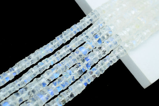 AAA Quality Rainbow moonstone 5mm Faceted Tyre shape Heishi Beads,Moonstone Spacer Beads,Moonstone Wheel beads,Moonstone Tyre Beads,