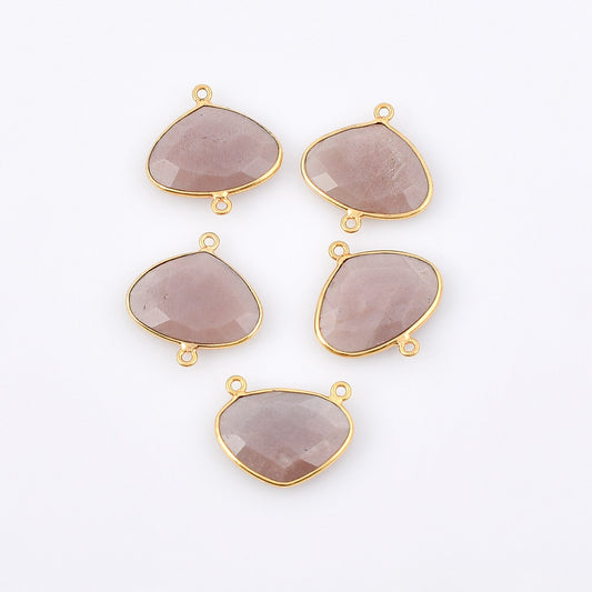 Peach Moonstone 15x20m Bezel dual connector,Moonstone kidney Shape Gold Plated bezel,Moonstone Bezel,Vermeil Bezel,jewelry Gold-Filled bezel