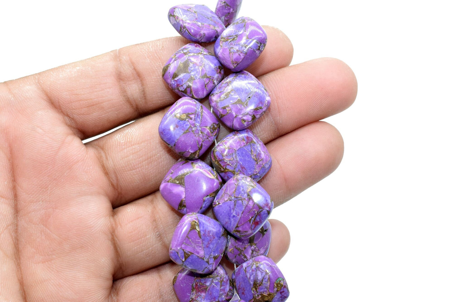 Purple Copper Turquoise 14mm Smooth cushion beads,Calibrated Gemstones Briolette,cushion Shape Briolettes,Side drilled Briolette,Turquoise