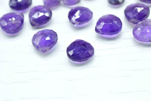 Amethyst 10mm Heart Shape Briolette,Faceted Beads for Jewelry Making,Natural Gemstone Beads, Amethyst Heart Shape Bead, Amethyst Briolettes