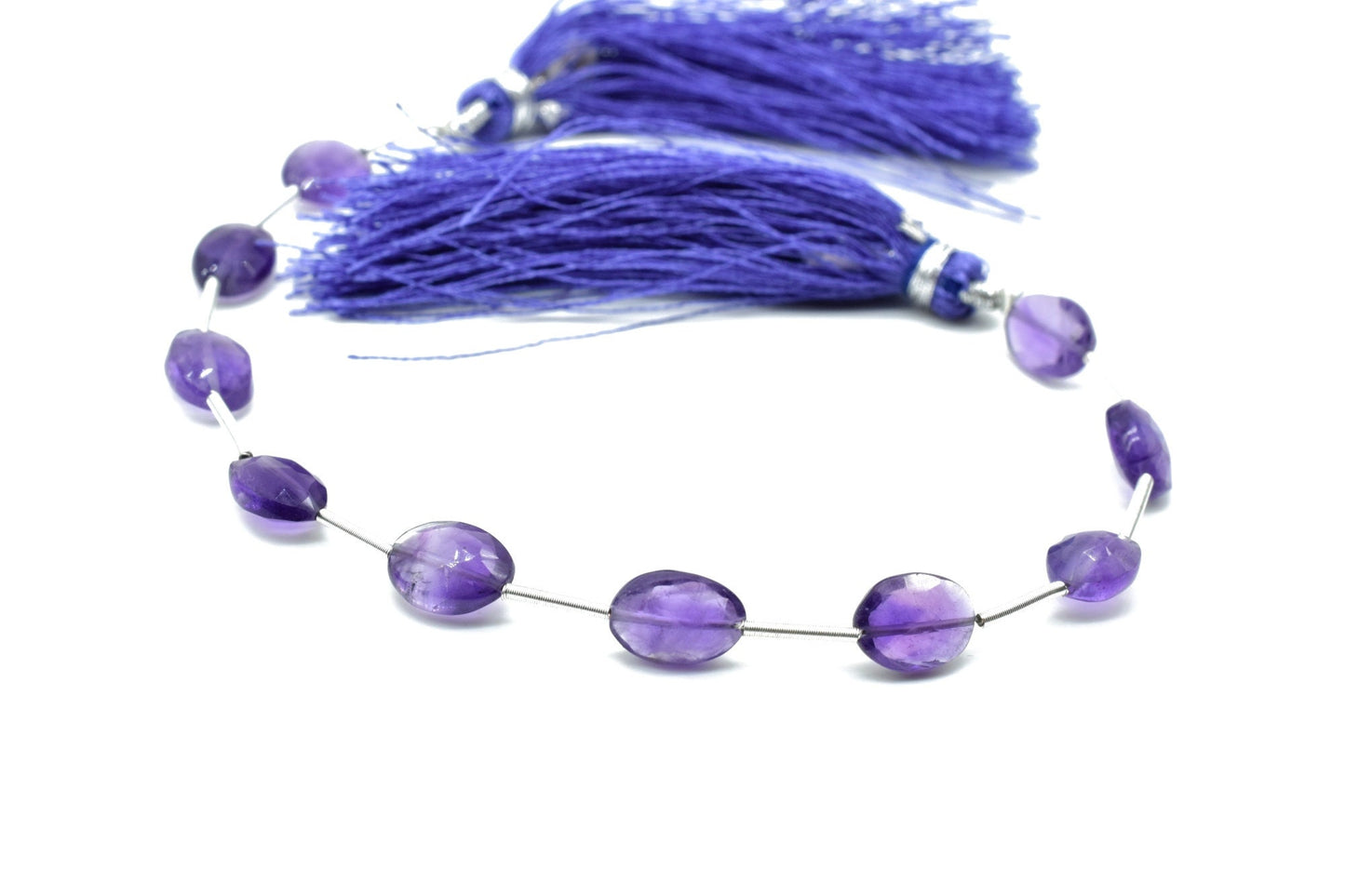 Amethyst Oval Shape 8x10mm briolettes,Vertical Top Drilled briolettes,Faceted Oval Briolettes,Good quality Oval Facet Briolettes,Amethyst