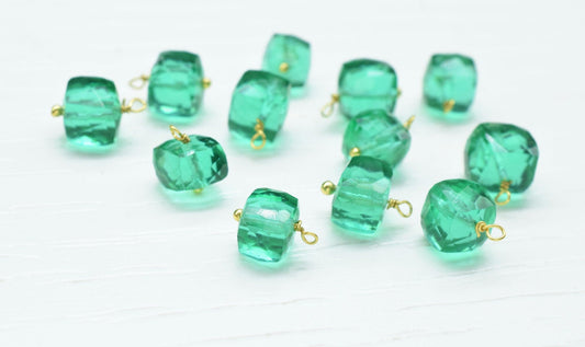 Zambian Emerald Component pendant Charm,Gemstone 3D Cube Beads,3D Cube Box pendant Charms,Emerald pendant Connector,Handmade pendant Jewelry