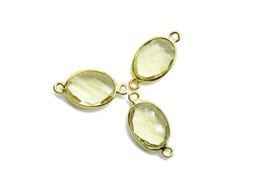 Citrine 10x14mm Oval Double bail connectors,Citrine Gold pendant,Citrine Gold Plated bezel,jewelry making charms crafts,jewelry