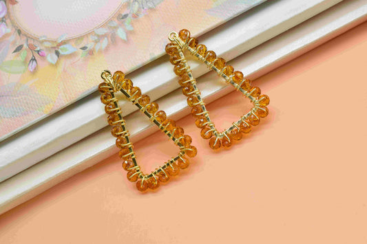 Citrine Gemstone Component Triangle Pendant,Finding Component Jewelry,Wire Wrapped Dangle Earring,Citrine jewelry,Handmade Necklace Jewelry