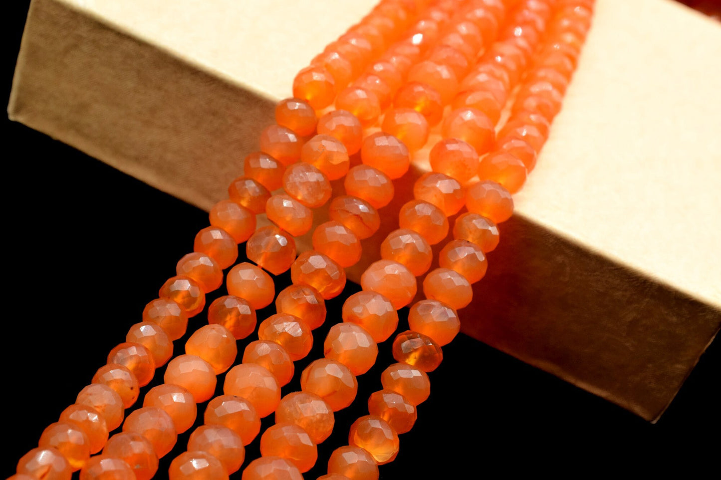 8" 1 Strand Beautiful Natural Carnelian Gemstone Cut Rondelle Faceted Beads, 8mm to 9mm AAA Quality,Orange Carnelian Faceted Beads,Jewelry