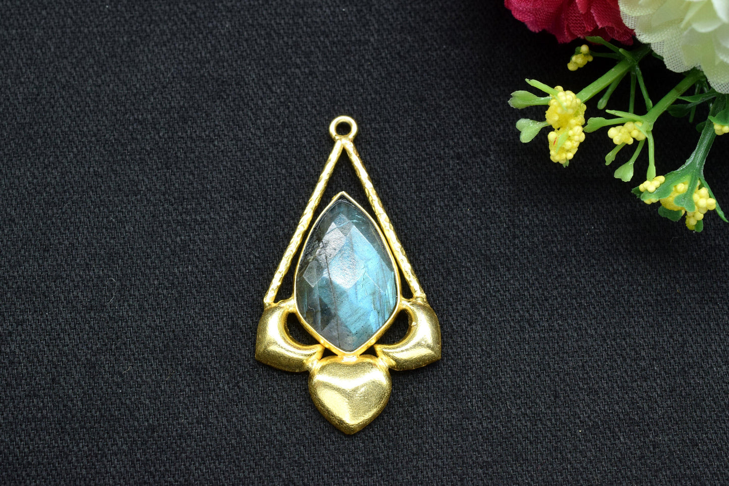 Flashy Labradorite Necklace Pendant/Single Bail Charm/Labradorite Faceted Pendant/Gemstone Component/Necklace Pendant/Summer Collection/DIY