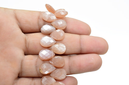 Peach Moonstone Briolettes,Peach Moonstone Beads,Moonstone Beads,Peach Moonstone Faceted Pear Briolettes,Jewelry making beads,Supplies beads
