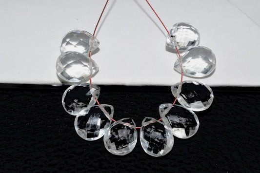 Crystal Faceted Teardrop Briolettes,7x10mm Teardrop,Crystal Jewelry Supplies,Craft Supplies,Gemstone beads,Gemstone Clear quartz Briolettes,