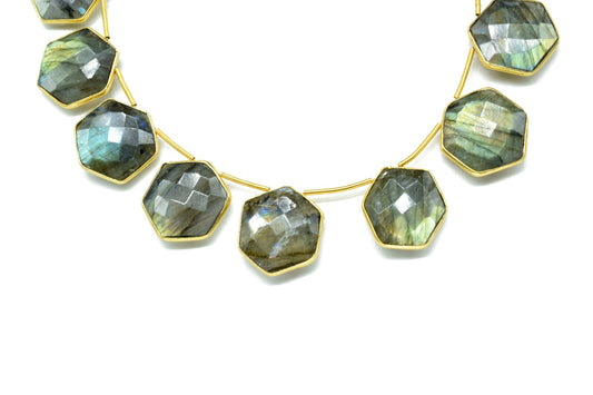 Labradorite 15mm Hexagon Bezel charms,Labradorite side drilled charms,Labradorite bezel,Gemstone Bezel Charm,Labradorite Bezel Jewelry,Gift