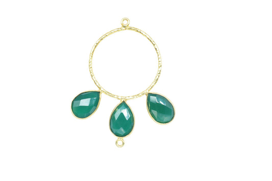 Green Onyx Jewelry/Brass Connector Jewellery/Gold Plated Pendant/Handmade Jewellery/Double Bail Pendant/Sky Topaz Connector Jewelry/Gift