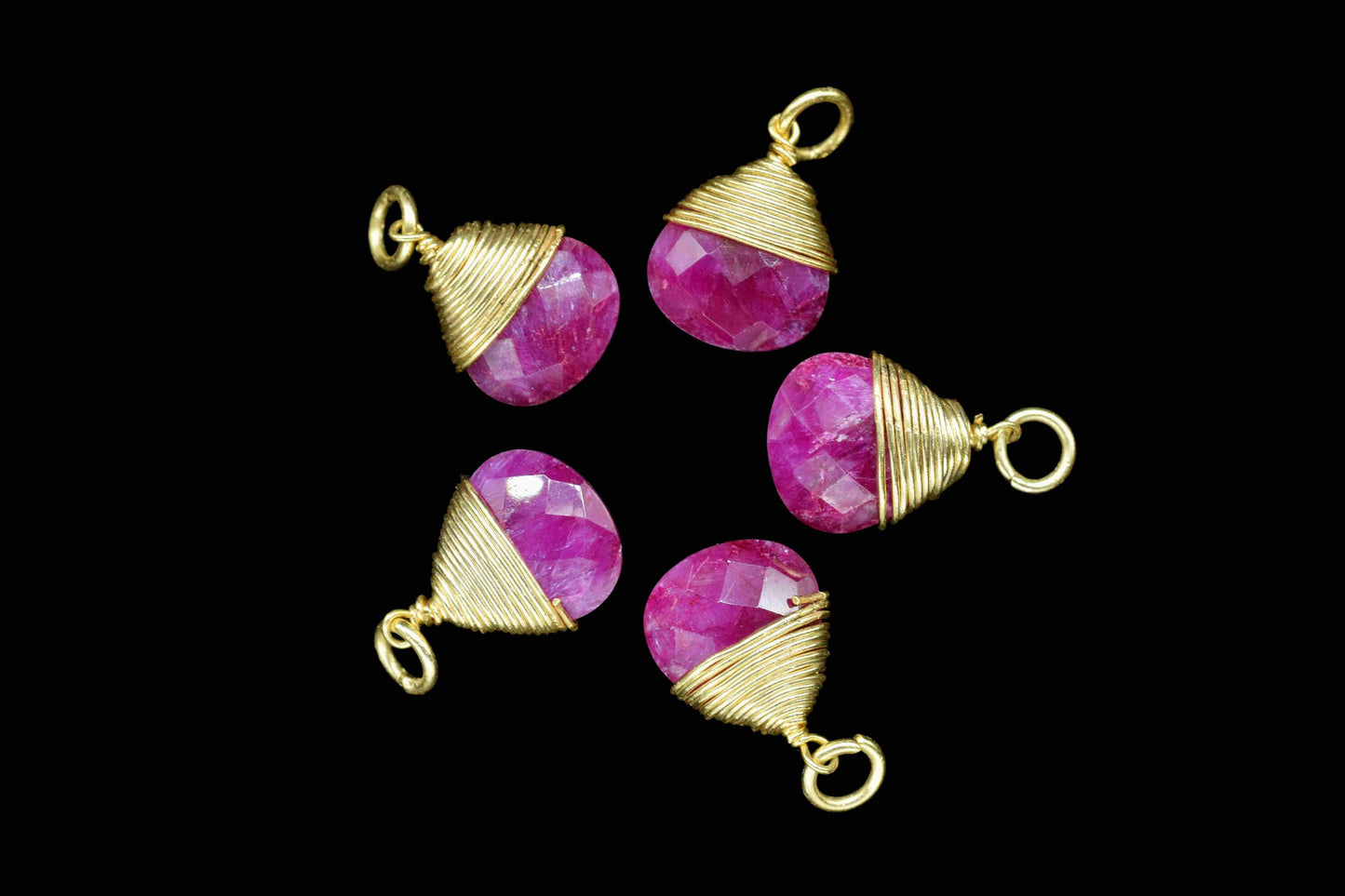 Natural Ruby faceted Connector, Wire Wrapped Gemstone Pendant, Loop Connector, Wire Wrapped Necklace, 10mm Heart Shape Pendant, Ruby jewelry