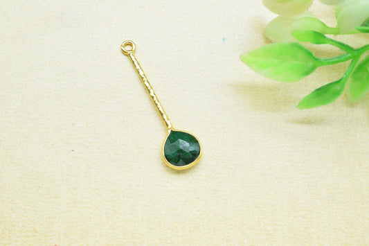 Natural Emerald Pendant/Gemstone Component/Faceted Emerald Earring /Single Bail Charm/Necklace Pendant/Heart Shape Charm/Wholesale Supply